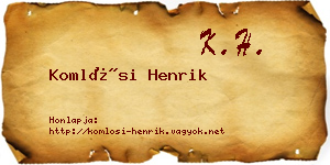 Komlósi Henrik névjegykártya